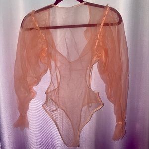 NWOT Sheer Pink Lingerie Body Suit Small